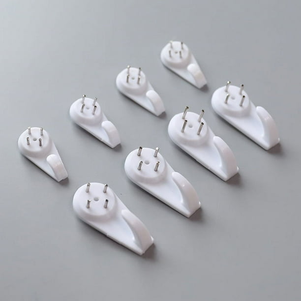 20 piezas ganchos de pared de yeso de pared dura de hormigón potente blanco gancho de pared sin rastro gancho para colgar marco de fotos colgadores de reloj (4,2 cm/1,65 de longitud)