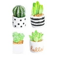thumbnail image 2 of 4 Packs Artificial Succulent Plants Potted Plants Mini Succulent Plants In White Ceramic Pots For Home Desk Table Decoration，4 * Simulated Cactus Micro Landscape Ornament, 2 of 8