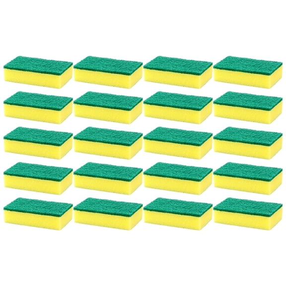 Double Scrub Sponges for Kitchen Bathroom Garage Dishwashing and Cleaning 20 Pack Non Scratch Scouring Pads