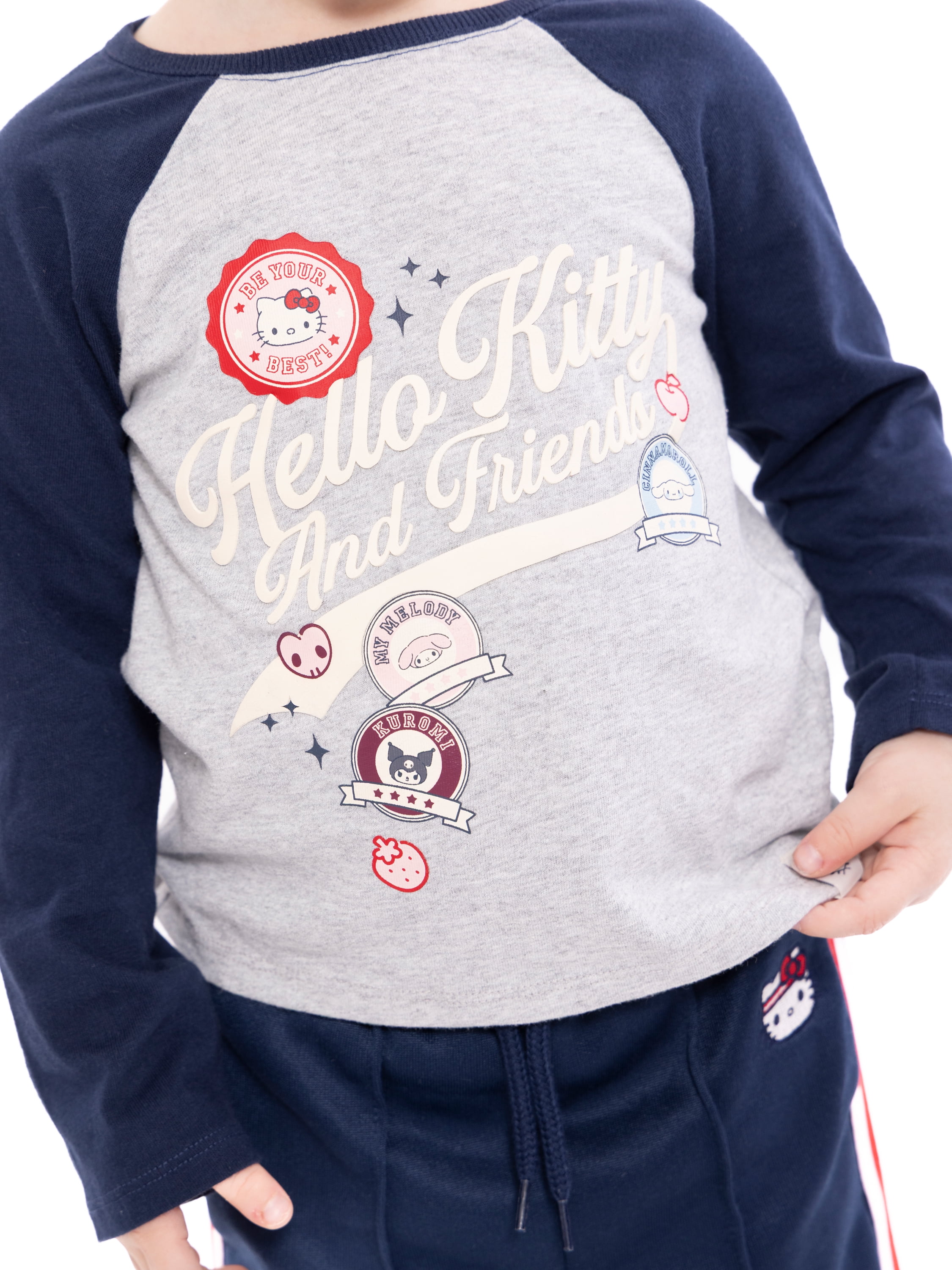 Wonder Nation Hello Kitty Baby and Toddler Girls Cotton Graphic Tee with Long Sleeves, Sizes 12M-3T