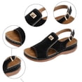 thumbnail image 4 of Rokment Women's Orthopedic Wedges Gladiator Sandals Comfortable Fashion Leather Peep Open Toe Arch Support Non Slip Walking Work Platform Slingback Sandals for Woman Black Size 6, 4 of 7