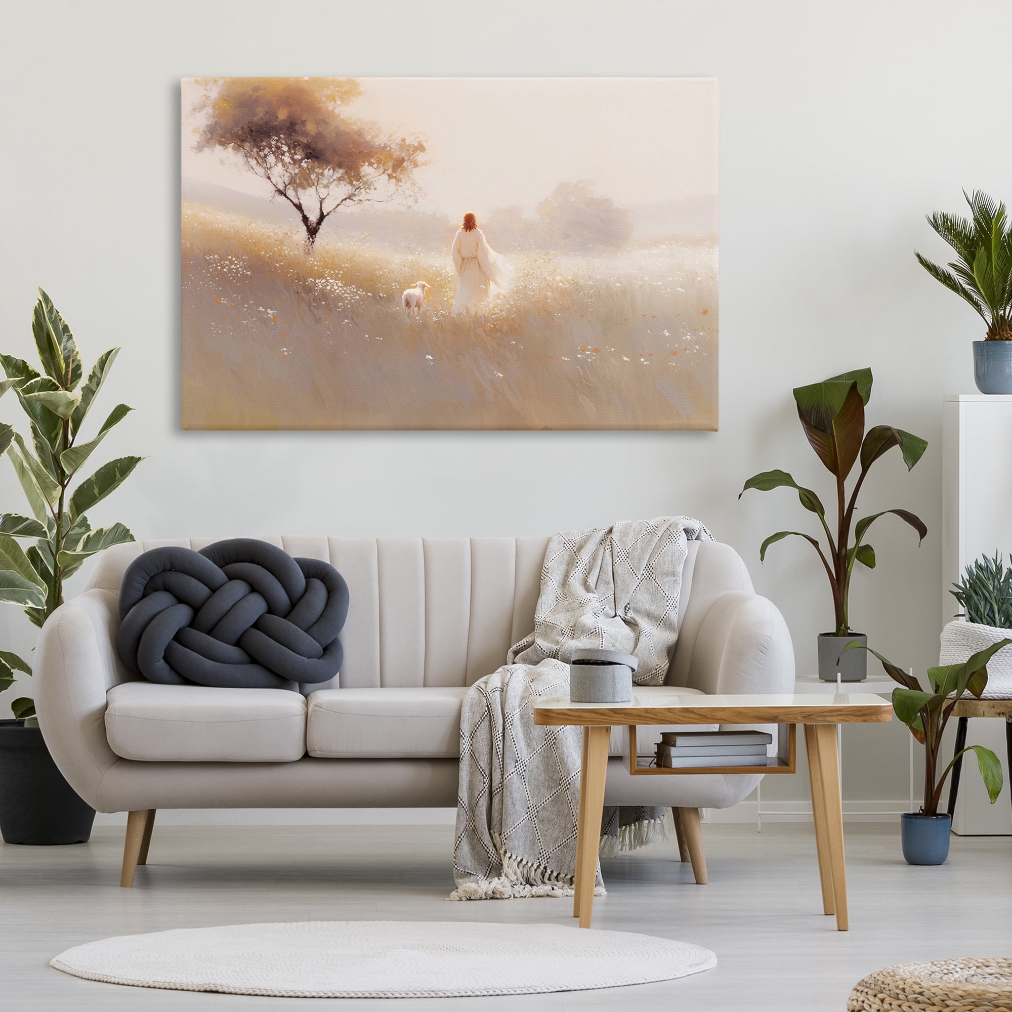 Stupell Industries Spiritual Shepherd & Lamb Canvas Wall Art, design by Jacky Ngan