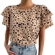 thumbnail image 1 of Moda Mujer Cuello Redondo Impreso Manga Corta Impresión Blusa Camiseta Verano Tops Pompotops hkajfhjk461795, 1 of 7