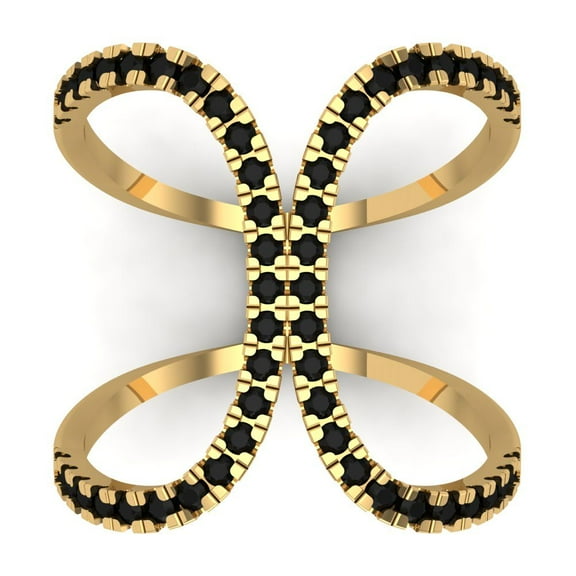 0.5 ct Round Cut Natural Onyx Statement 14K Yellow Gold Womens Engagement Ring