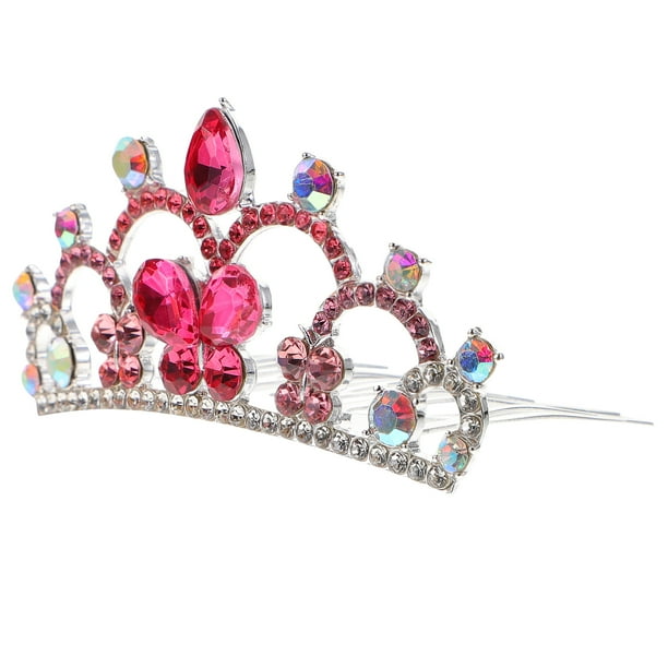 Tiara pequeña con diamantes de imitación para niña, accesorio para el cabello para fiesta de cumpleaños
