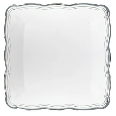 Aristocrat Collection White w/ Silver Rim Square Trays 2ct.