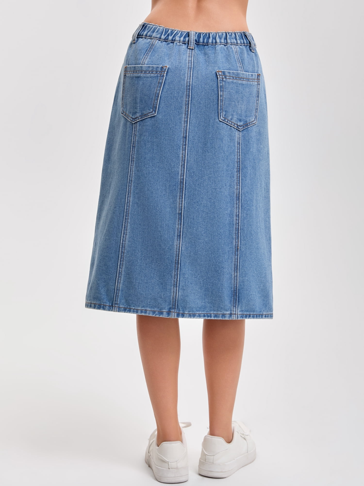 DARING DIVA Women's A Line Back Waist Knee Length Jean Skirts Large Light Blue