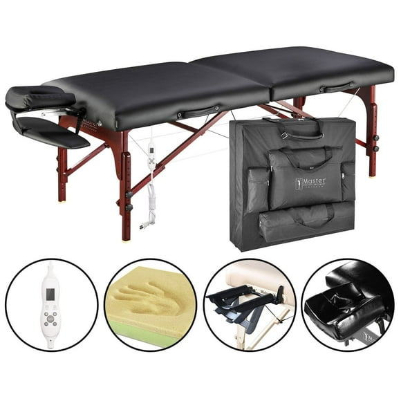 Master 31" Montclair ThermaTop Black Portable Massage Table