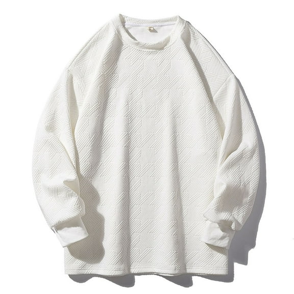 PInxai Plus Size Mens Sweatshirts Crewneck Solid Color Long Sleeve Shirts Fall Fashion Casual Pullover