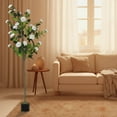 thumbnail image 5 of 6ft Artificial Camellia Tree, Potted Fake Plants with White Camellia Flowers, Fake Tree with Fake Greenery Leaves for Home Decor Indoor & Outdoor, 5 of 7