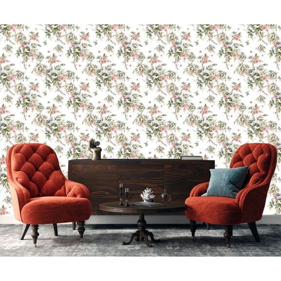 MuralsPrint Amulfi Floral Bouquet 10'L x 24''W Peel and Stick Floral Wallpaper, Eco-friendly Removable Wallpaper