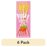 (6 pack) Glico Pocky Strawberry Cream Covered Biscuit Sticks, 1.41 oz
