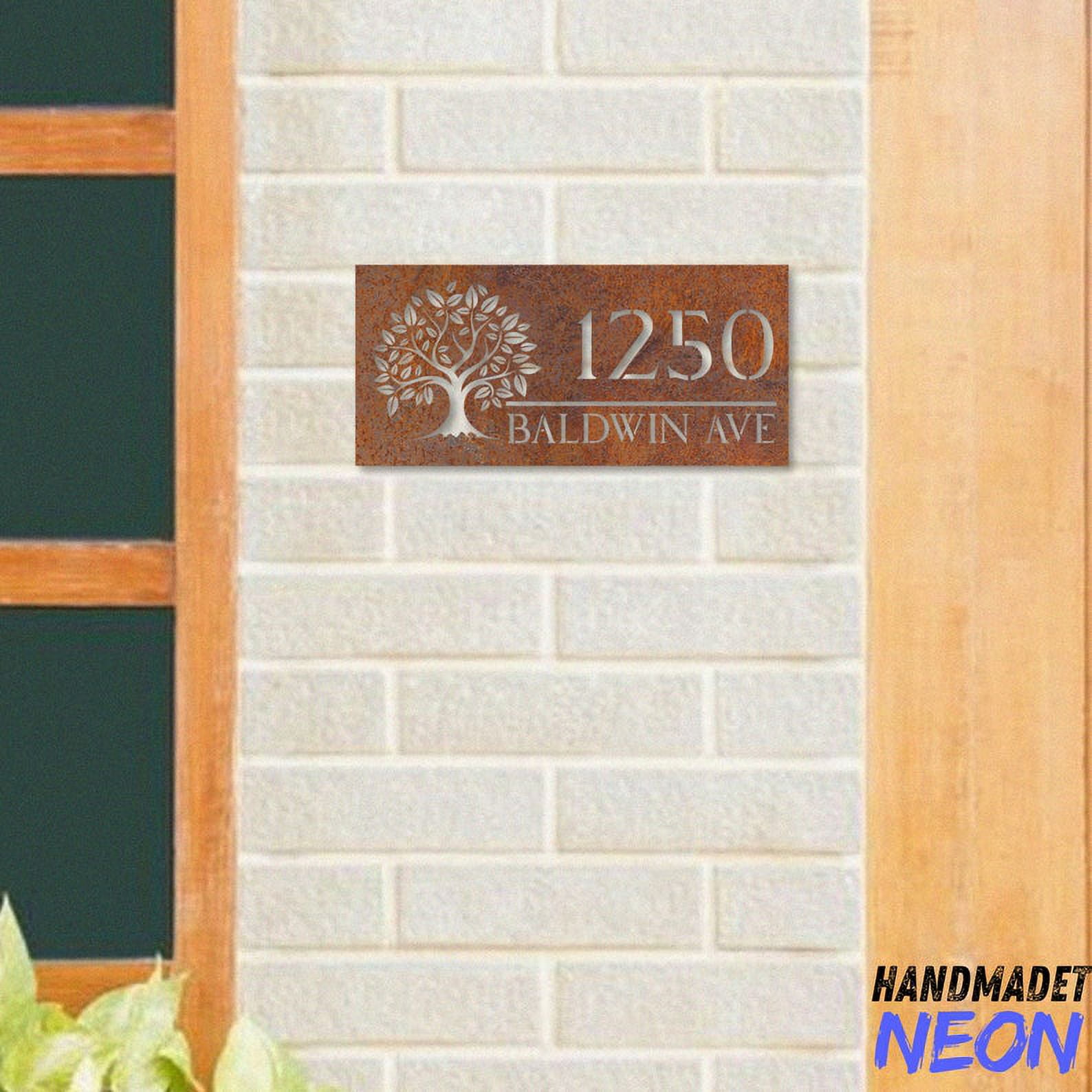 Handmadetneonsign Tree Of Life House Number Metal Rusty, Tree Home Number Rusty, House Address Wall Decor 043998