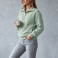 thumbnail image 3 of Byworldtasic Long Sleeve Sweatshirt for Women Half Zip Fuzzy Oversized Pullover Tops Loose Warm Sweatshirts, 3 of 8