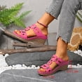 thumbnail image 4 of Women's Wedge Sandals Open Toe Slip On Wide Width Slides Breathable Non Slip Summer Walking Wedges Slippers Pink Size 8.5, 4 of 9