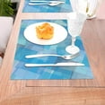 thumbnail image 5 of YFYANG Washable Heat-Resistant Placemats, 70% PVC/30% Polyester, Mosaic Blue Watercolor Pattern Kitchen Table Mat, 12" x 18" 4 Piece, 5 of 6