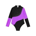 thumbnail image 3 of CHICTRY Girls Sparkle Rhinestones Gymnastics Leotard Ballet Dance Costume Long Sleeve Athletic Bodysuit Dancewear Purple 14, 3 of 5