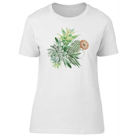 Cute Vintage Floral Cactus T-Shirt Women -Image by Shutterstock, Female x-Large