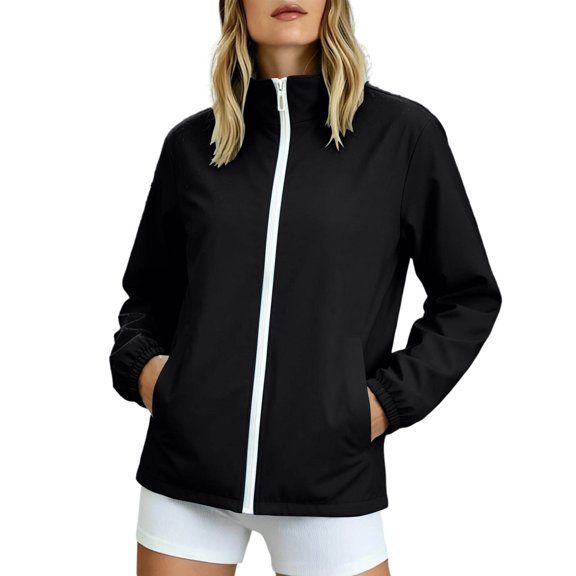 Ynynloco Women's Lightweight Softshell Jacket with Pockets Windbreaker Waterproof Warm Jacket for Running Golf Hiking