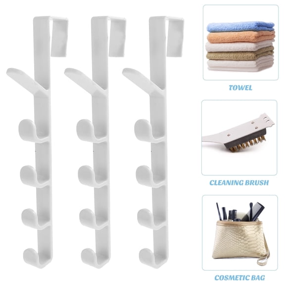 LAMIRO Over The Door Hook Hanger: 3Pcs Vertical Coat Hook Metal Towel Hats Hanger Bag Rack for Coats Hats Robes Shirts Belts Bags Towels