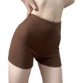 thumbnail image 3 of Women Knit Fold over Shorts High Waist Slim Fit Stretchy Yoga Shorts Summer Casual Active Jogger SweatShorts Brown S, 3 of 8