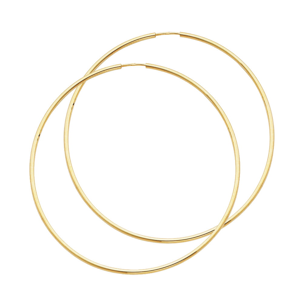 FB Jewels 14K Yellow Gold 1.5mm Round Tube Polished Endless Hoop Womens