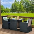 thumbnail image 3 of Gymax 3PCS Patio Wicker Bistro Set PE Rattan Dining Table Set w/ Navy Cushions, 3 of 10