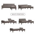DHP Hudson Small Space Sectional Sofa Futon, Grey Linen