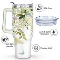 thumbnail image 3 of Green Leaves 40 Oz Tumbler with Handle Lid and Straw, Stainless Steel Double Walled Vacuum Insulated Cup, Cute Anniversary Wedding Birthday Gifts Tumbler for Women Men Friends Outdoor Indoor, 3 of 7