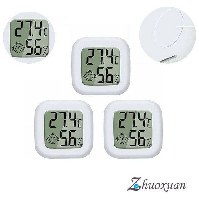 Mini termómetro higrómetro interior digital LCD, humedad de temperatura portátil de alta precisión -50 ℃ 70 ℃ 10% 99% RH (blanco) 3 piezas thsinde