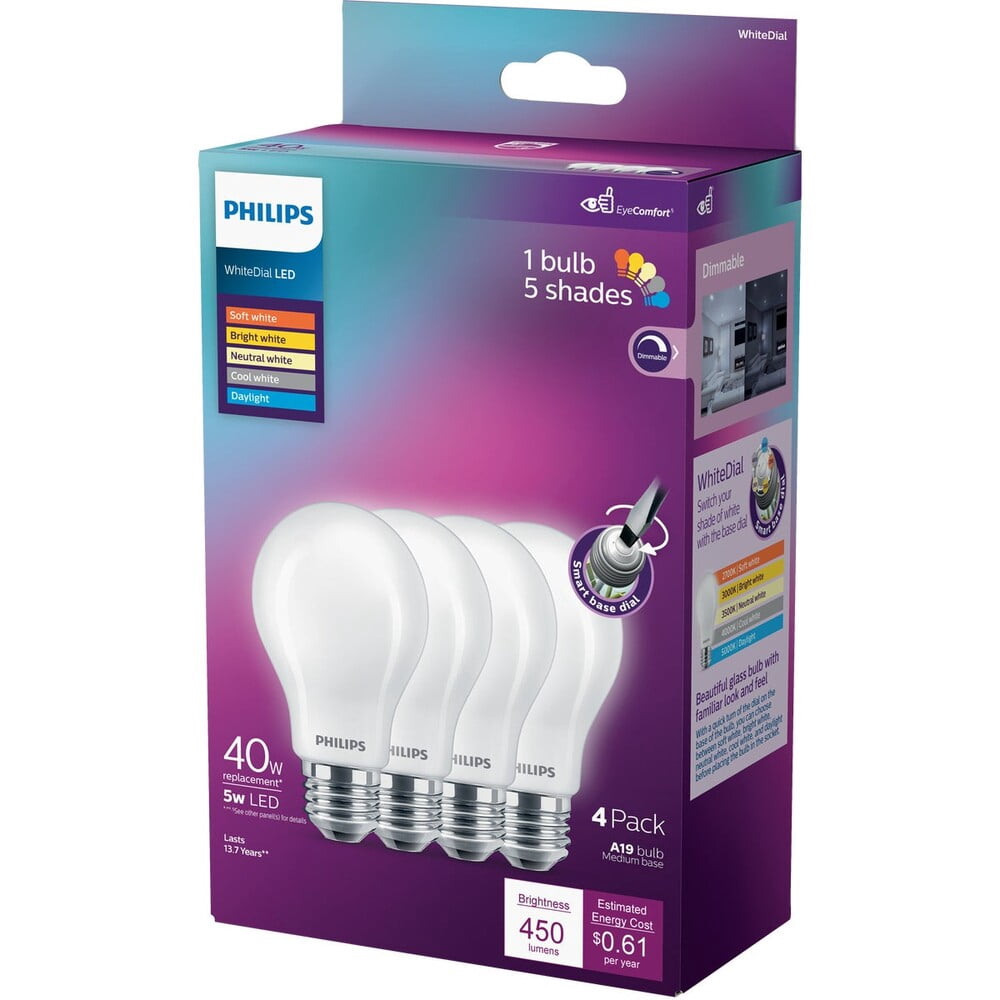 Philips Lighting Co Philips WhiteDial LED A19 Light Bulb