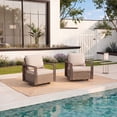thumbnail image 5 of MeetLeisure Outdoor Swivel Patio Metal Chairs Set of 2, 360 Degree Glider Rocker Rattan Chairs with Washable Cushion & Steel Rectangular Armrest for Porch, Beige, 5 of 11