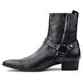 thumbnail image 4 of OSSTONE Dress Boots Chelsea Designer Boots for Men Zipper-up Leather Casual Heel Shoes JY015-Black-7 Black, 4 of 6