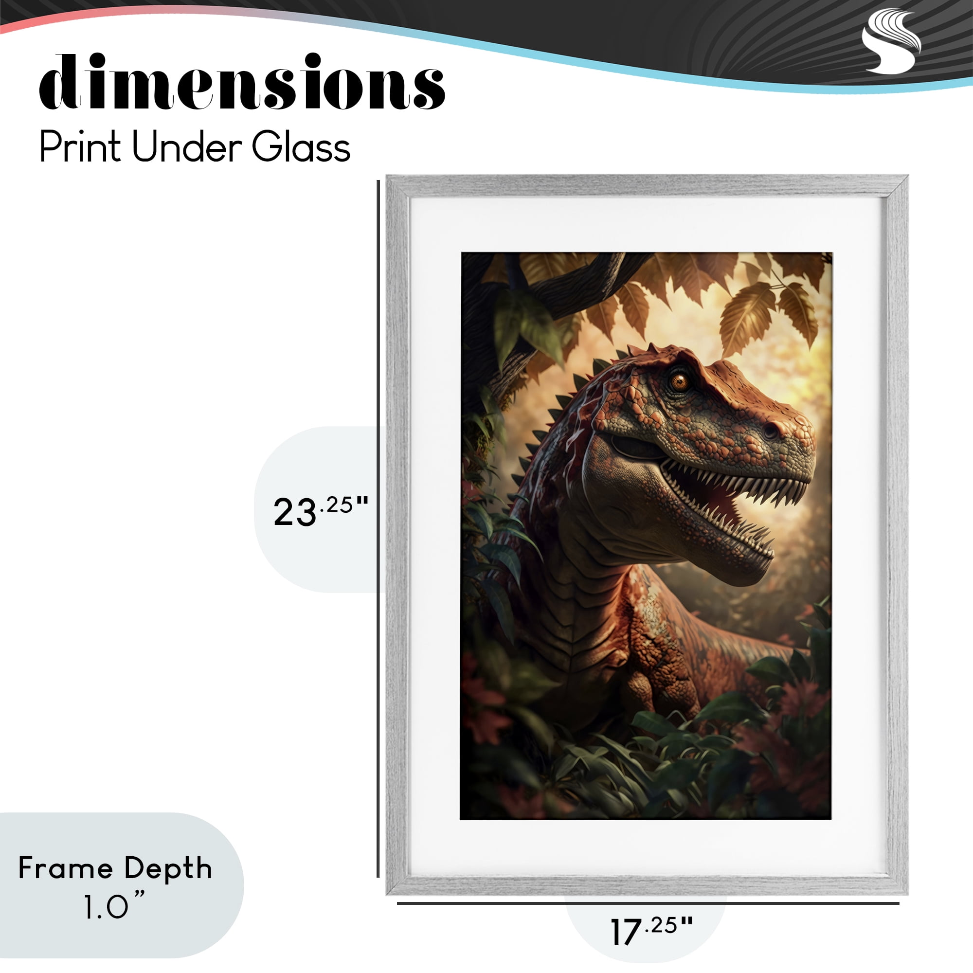 Stupell Industries Jungle Raptor with Ancient Foliage Gray Framed Print Under Glass, design by Creative Studio