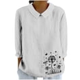 thumbnail image 2 of Fznquz White Womens Blouse Floral Long Sleeve Collared Shirts Fall Dressy Casual 2025 Women Shirts, 2 of 4