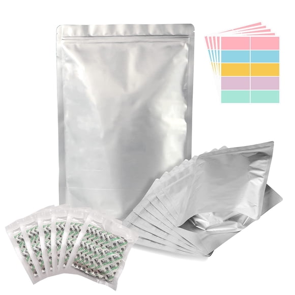 Bolsas de almacenamiento de alimentos SHXWELL de 2 cuartos de galón de Mylar con absorbentes de oxígeno