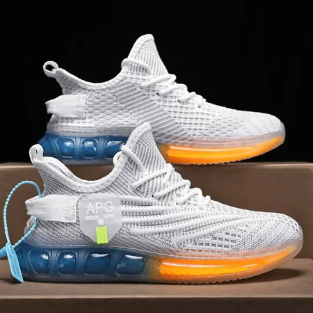 

New Autumn & Winter Men‘s Striped Mesh Breathable Soft Sneakers