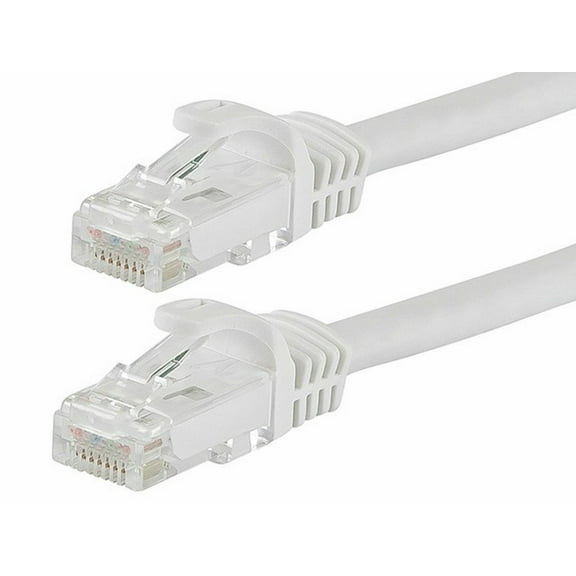 2 Cat6a Ethernet Network Patch Cable RJ45 23AWG 600Mh Solid Copper Wire 3' White