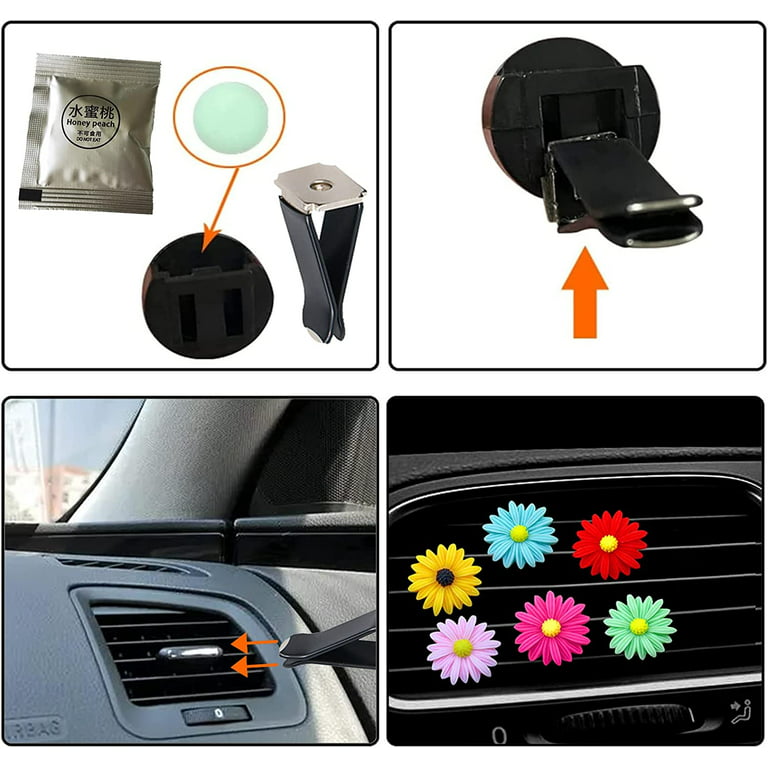 12pcs/6pcs/4pcs Daisy Car Vent Clip, Rainbow Daisy Car Air Freshener, Cute Interior  Car Accessories for Women/teens, Flower Car Magnet 