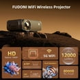 thumbnail image 4 of FUDONI Projector with WiFi Supported, Upgraded Outdoor Movie Projectors Native 1080P FHD 12000L, Video Proyector for Home Theater, Compatible HDMI/USB/iOS/Android/Windows, 4 of 5