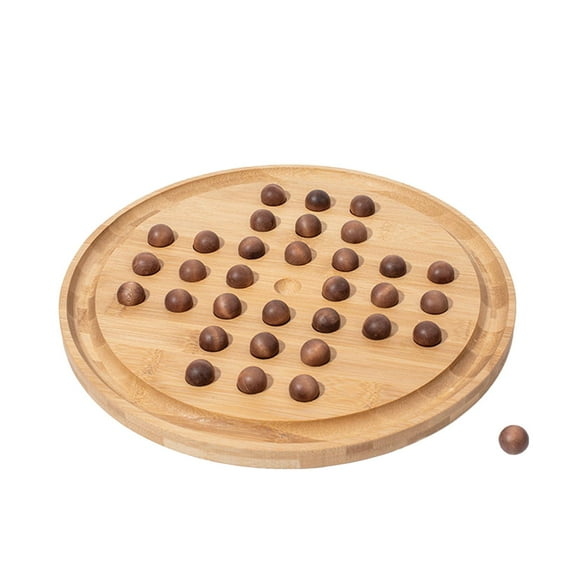 segolike Wood Solitaire Board Game Solitaire Toy Educational Toys with 33Pcs Wood Marbles
