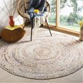 thumbnail image 2 of Safavieh Cape Cod Collection CAP202B Fait Main Boho Tressé Jute & Coton Tapis de Zone, 8' x 8' Rond, Beige / Multi, 2 of 4