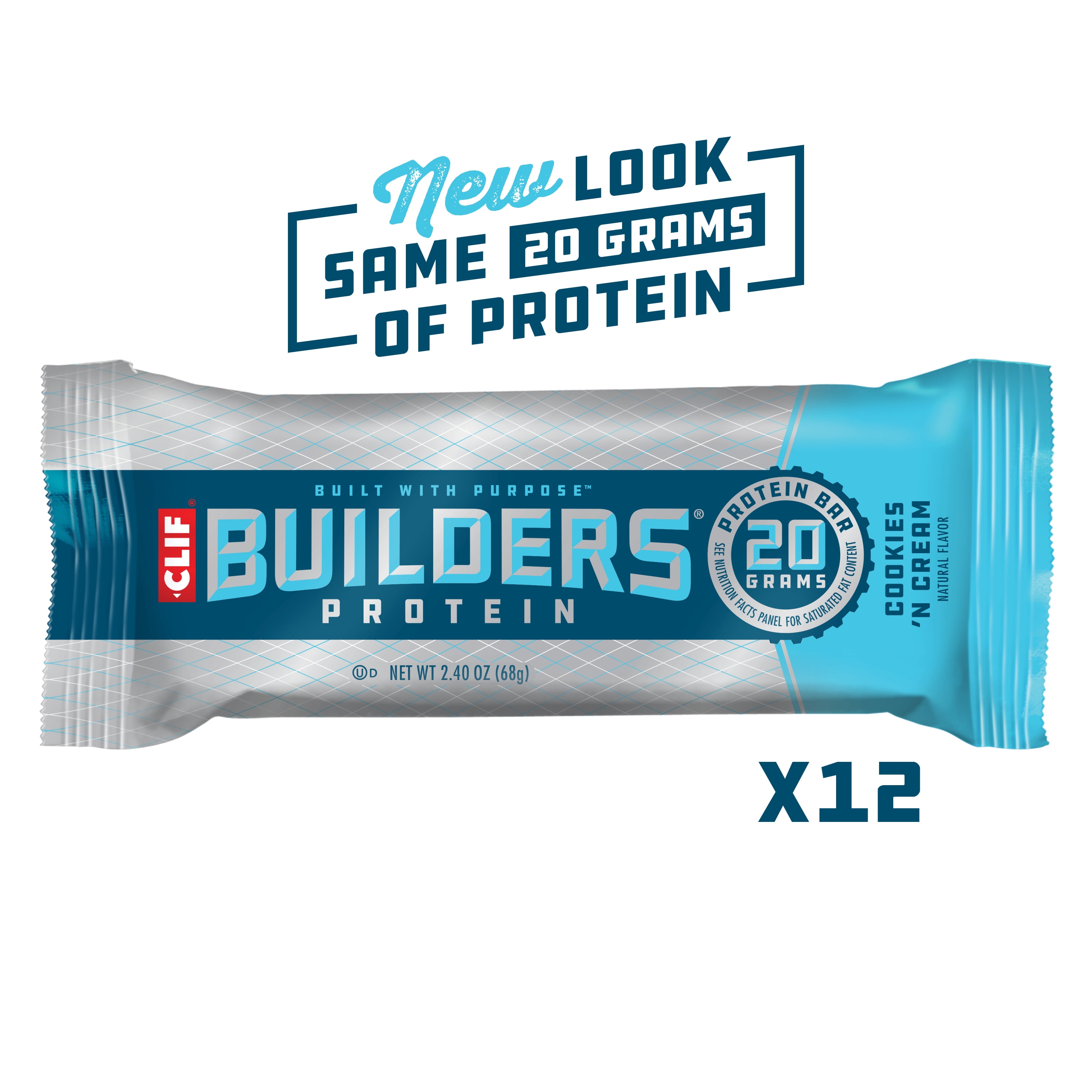 Clif Builders Protein Bars, Cookies N Cream, 20g Protein, Gluten Free
