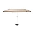 thumbnail image 5 of Emma + Oliver 15 FT Weather and Water-Resistant Triple Head Patio Umbrella with Crank Handle and Easy Lift in Tan, 5 of 9