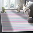 thumbnail image 5 of Striped Area Rug 2'7''x5' Aqua Blue Pink Stripe Colorful Texture Washable Area Rugs Non Shedding Floor Carpet Rubber Backing Non-Slip Indoor Mats for Living Room Bedroom Kitchen, 5 of 8