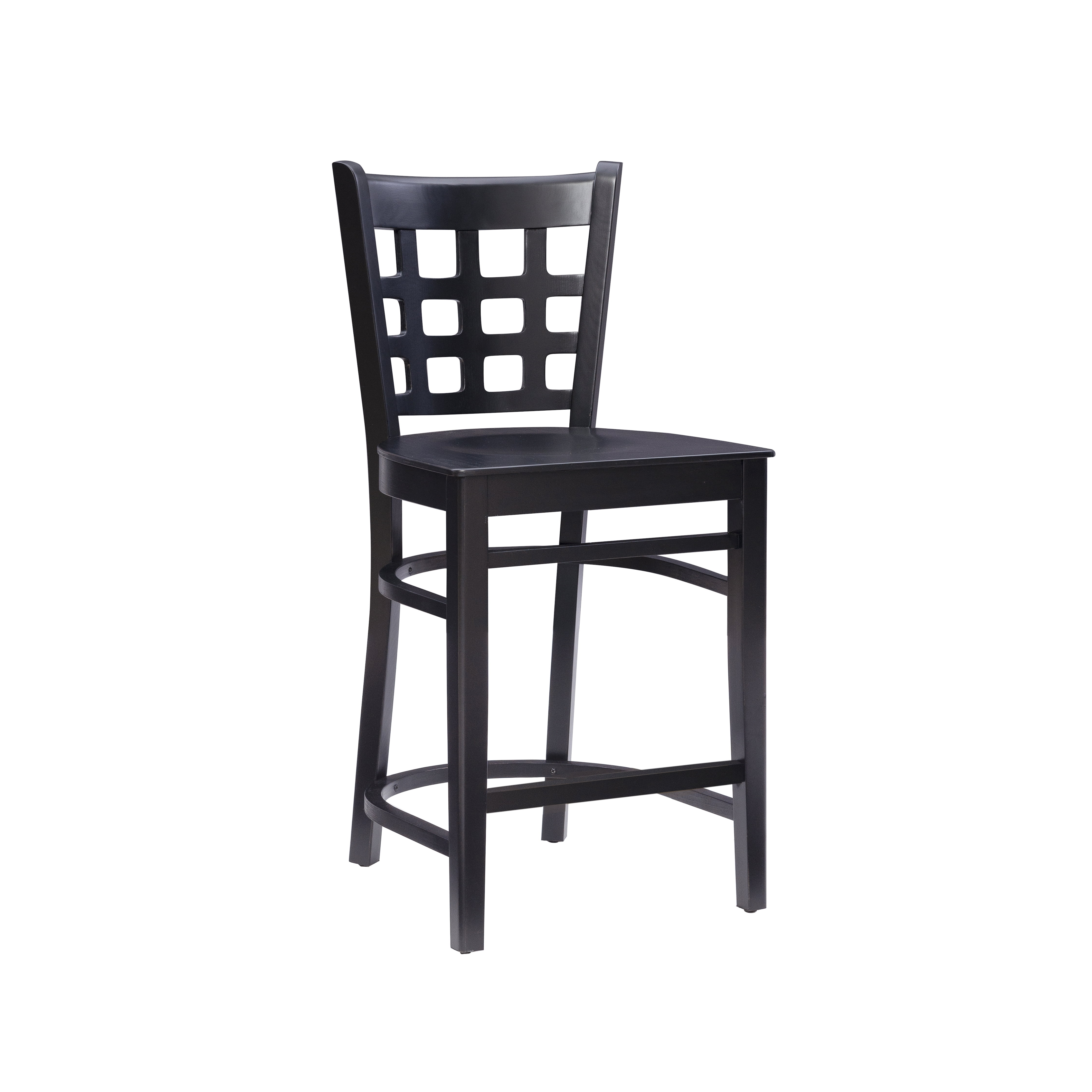 Linon Neville 24" Wood Counter Stool Set, Black Finish, Indoor Use, Set of 2