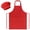 Red, variant on Boys Apron and Chef Hat Set, Premium Polyester Adjustable Cooking Apron with Front Pockets, Reusable Washable Kitchen Baking Painting Apron Hat Set for Older Boys Home Kitchen DIY Craft Activity