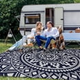 thumbnail image 2 of VUNATE Outdoor Rug 8'x10' Patio Rug Waterproof Woven Plastic Indoor Outdoor Mat for Picnic RV Porch Camping Reversible Lightweight Boho Outside Rug Blue and Gray, 2 of 7