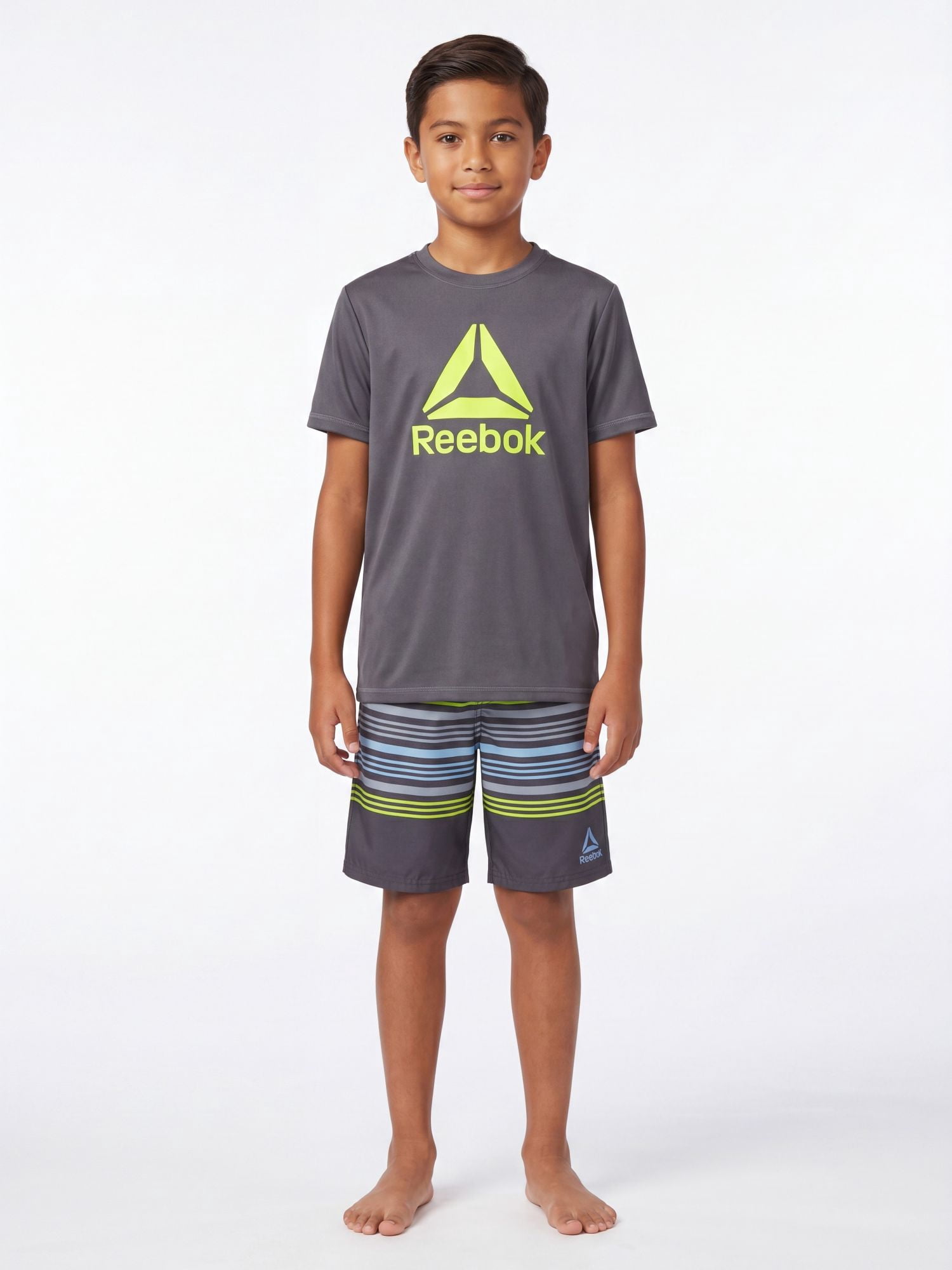 Reebok Boys Swim Trunks with Elastic Drawstring Waistband and UPF 50+ Protection, Sizes 4-18