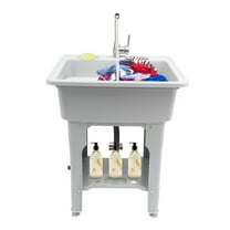 Miumaeov Utility Sink Laundry Tub with Faucet & Basement for Laundry Room Garage or Shop